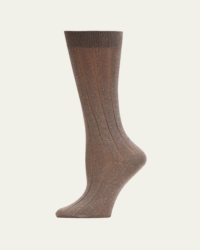 Ribbed Shimmer Crew Socks